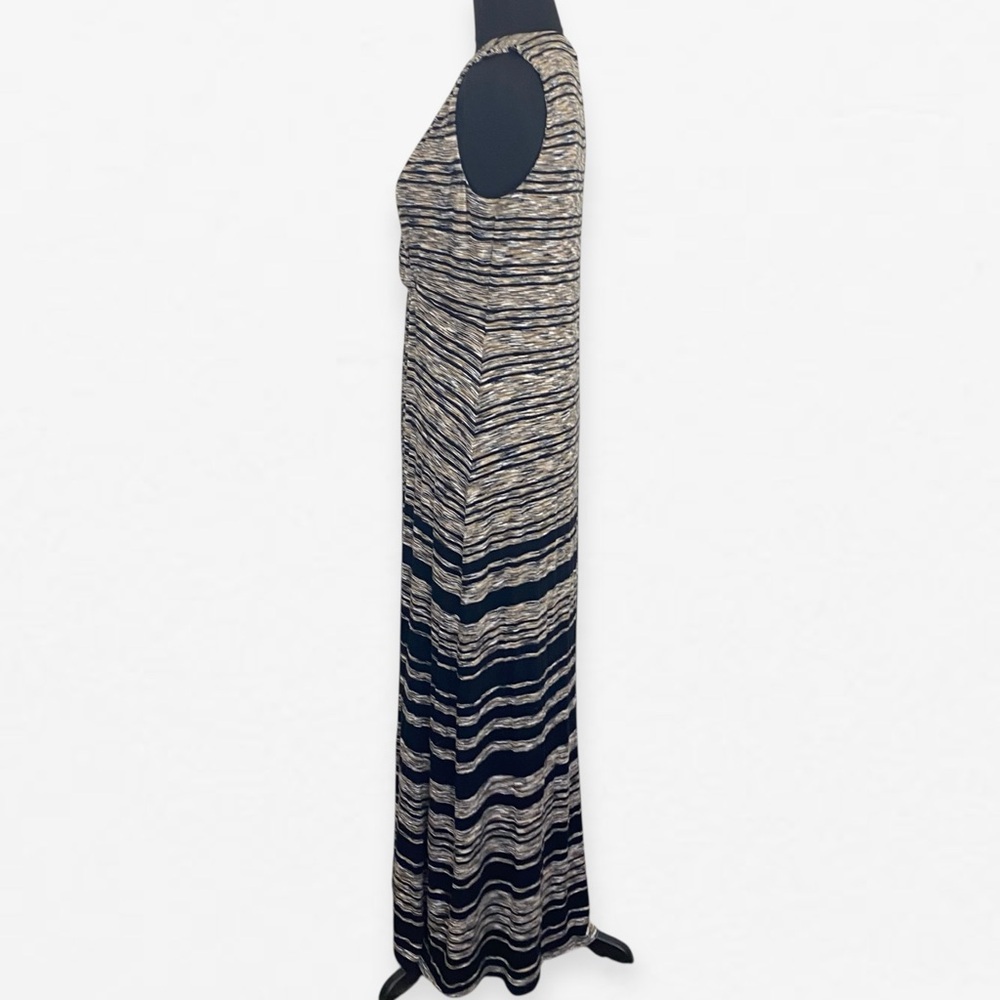 Chico's Black Brown Sleeveless V-Neck Sheath Stretch Maxi Dress Sundress 1 M - Picture 3 of 8